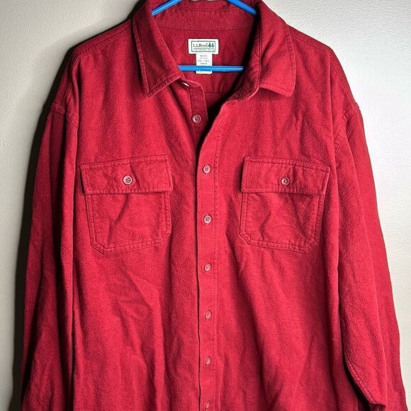 LL Bean Vintage Red Chamois Button Down Men’s XXL Tall Shacket - Picture 1 of 7